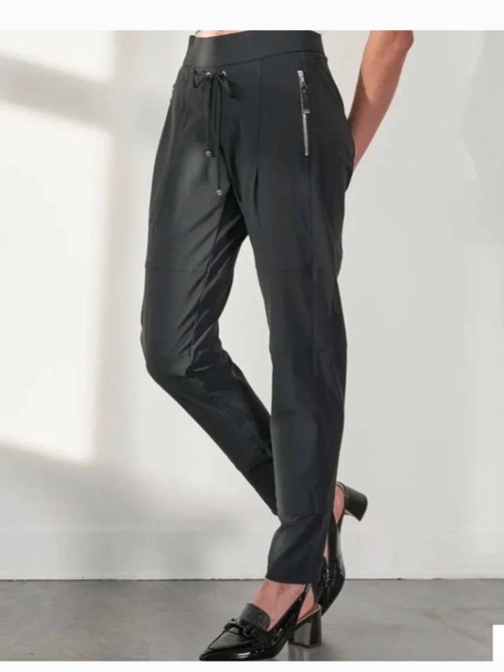 Raffaello Rossi Candy Pant black high rise joggers travel sweatpants 40 10